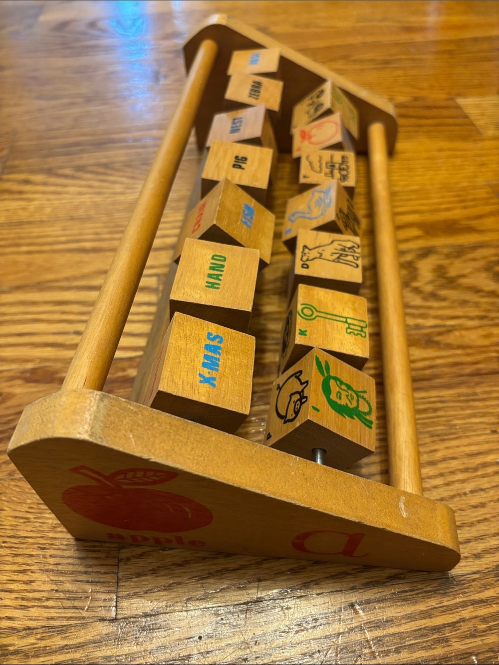 Vintage Wooden "Learn the Alphabet" Flip Blocks Toy